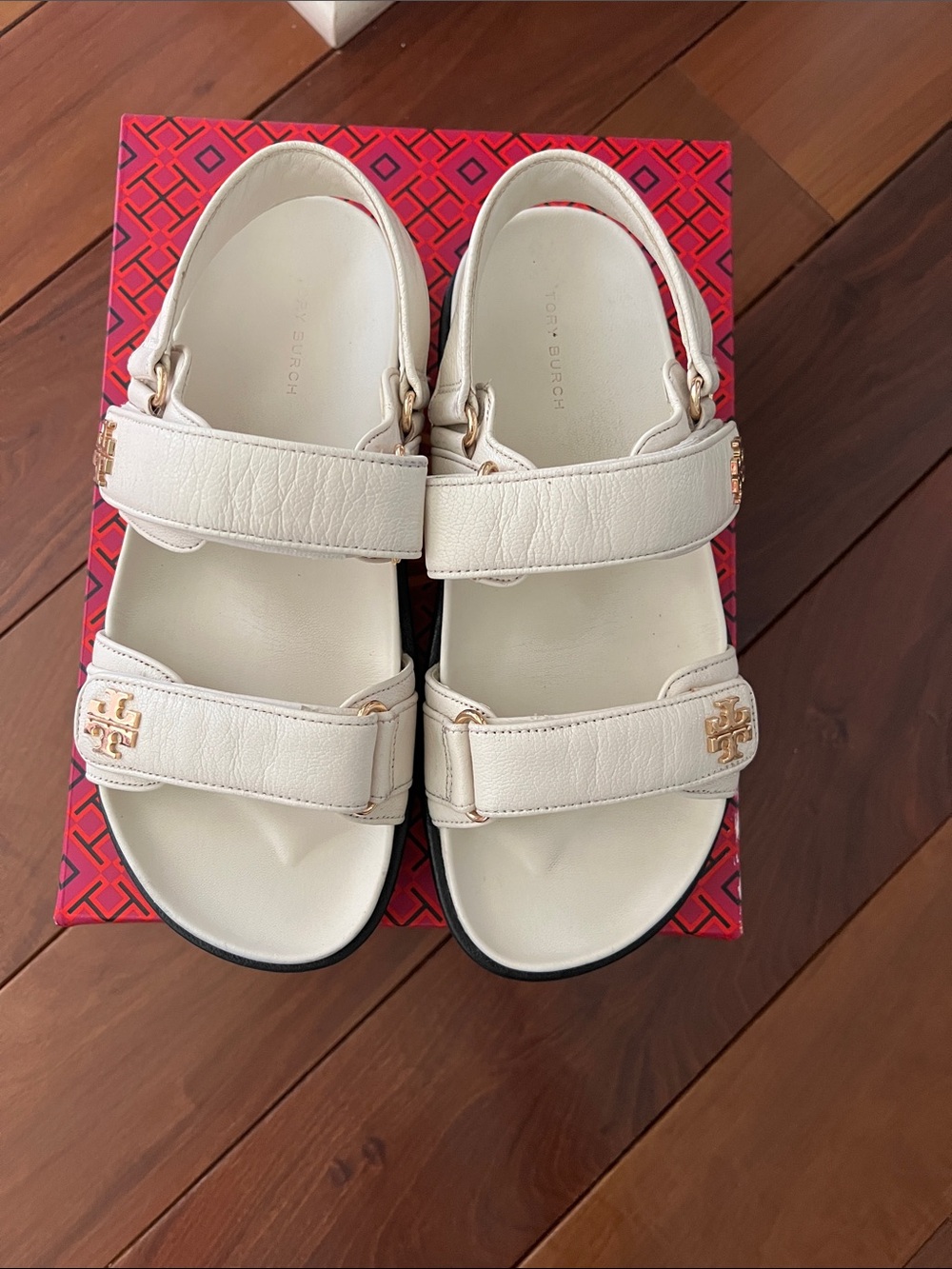 Tory Burch Kira Sport Sandal Goat Leather in New Ivory
